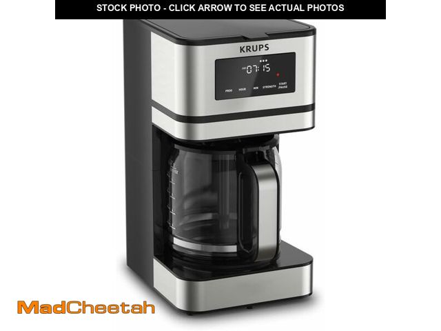 Lot 74-13564062 - KRUPS Simply Brew: Stainless Steel and Glass Carafe 12 Cup Drip Coffee Maker, Programmable with Digi...