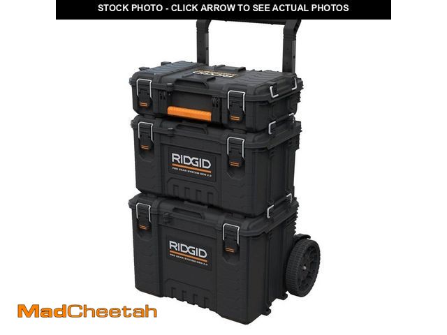 Lot 74-13678225 - RIDGID Pro Gear System Gen 2.0 Stackable Rolling Tool Box , 22 in. Heavy Duty Tool Box, and Compact ...