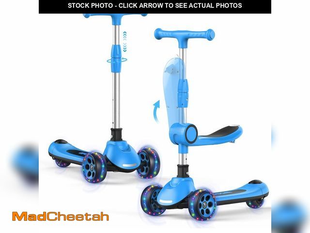 Lot 74-12633141 - Kids Scooter,LED Lighted Wheels and 3 Adjustable Height Handlebars Scotters for Kids 3-12,3 Wheel 2-...