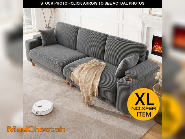Lot 74-12548591 - (MISSING HARDWARE,LEGS) 101" Corduroy Sofa,24" Extra Deep Seat Couch with Wide Storage Armchair,Comf...