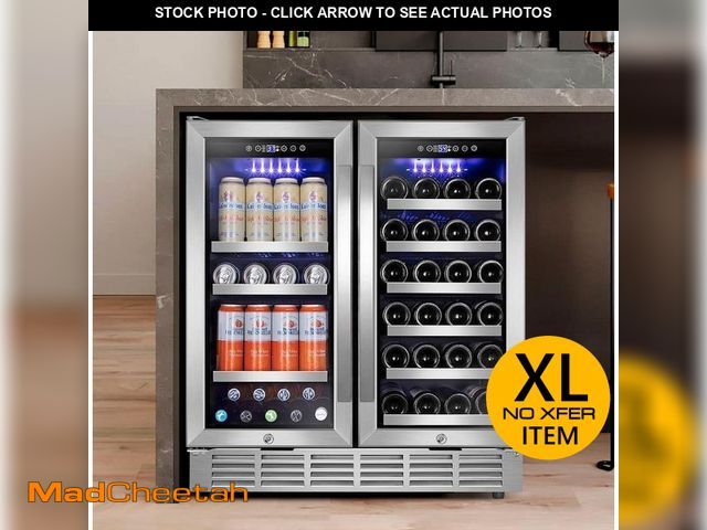 Lot 74-12691848 - TITTLA 30.31 in. Dual Zone 33-Wine Bottles and 80-Cans Beverage, Wine Cooler in Silver Shutter Shape...