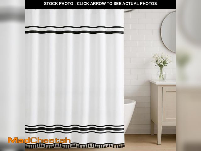 Lot 74-12442046 - Seasonwood Black and White Shower Curtain Farmhouse Shower Curtain Striped Shower Curtains for Bathr...