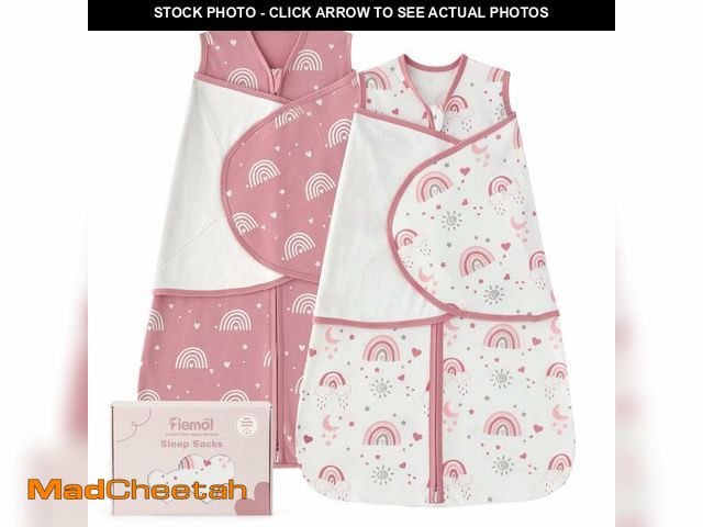 Lot 74-14296946 - FIEMOL Baby Swaddle Sleep Sack 3-6 Months, Cotton Swaddles for Newborns Girls, 2-Way Zipper Transiti...