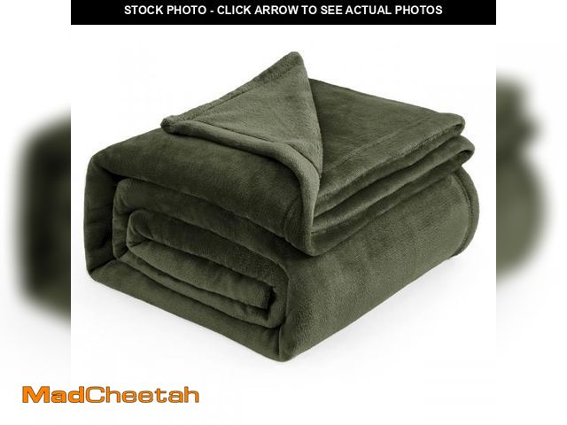 Lot 74-11547108 - Bedsure Fleece Blankets King Size Oive Green - Bed Blanket Soft Lightweight Plush Cozy Fuzzy Luxury ...