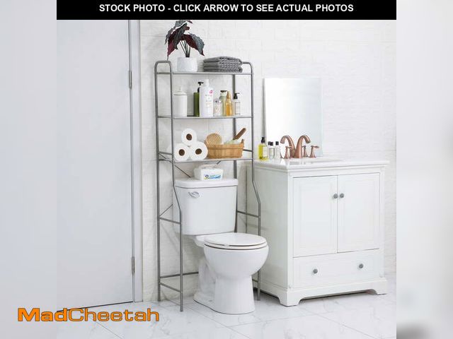 Lot 74-12859724 - Mainstays Over-the-Toilet 3-Shelf Steel Storage Unit with Liners Satin Nickel - UNUSED