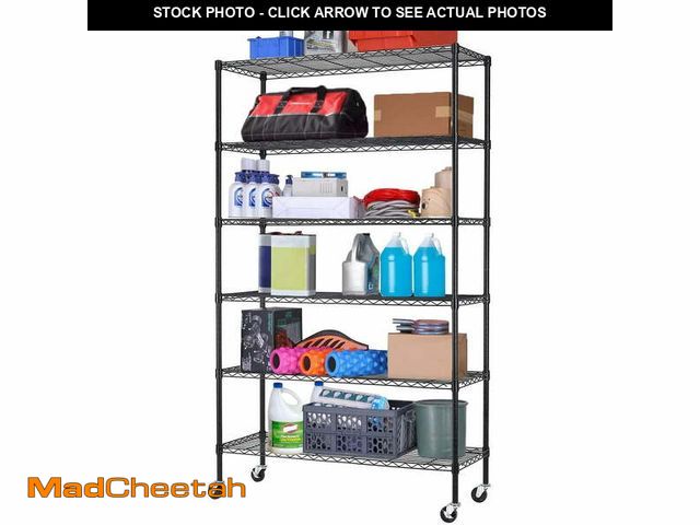 Lot 74-12667881 - BestOffice 6 Tier Wire Shelving Unit with Wheels 2100lbs Capacity.Adults Can Easily Use it,Black. - ...
