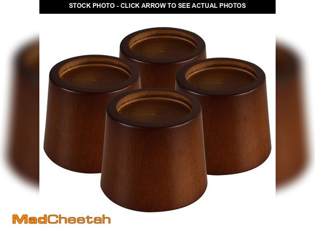 Lot 74-13550376 - Wood Bed Furniture Risers Blocks - 3 inch Set of 4 Bed Risers, Heavy Duty Solid Wood Round Risers, S...