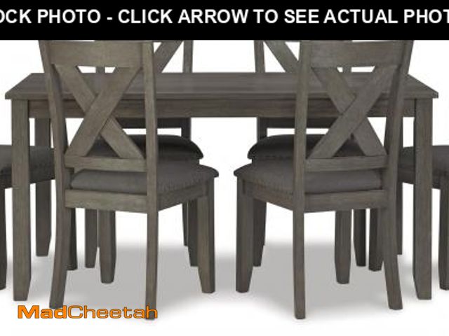 Lot 74-12274964 - Signature Design by Ashley Caitbrook Rustic 7 Piece Dining Set, Include Table and 6 Chairs, Gray - U...