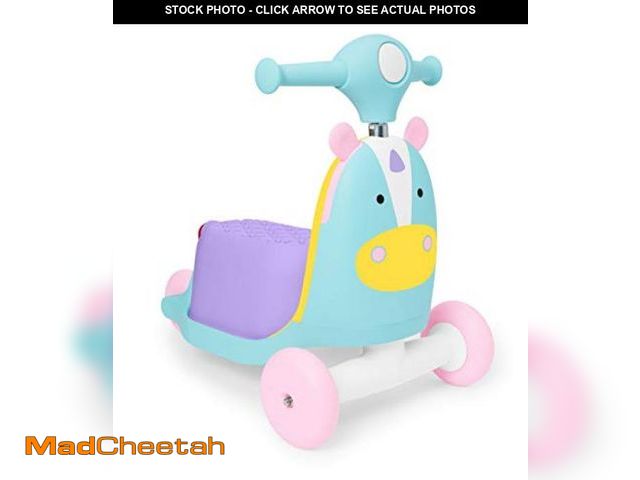 Lot 74-12098509 - Skip Hop 3-in-1 Baby Activity Push Walker to Toddler Scooter, Zoo Unicorn - USED