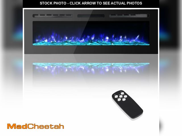 Lot 74-12784781 - Takywep Electric Fireplace Insert, 50 Inch Wall-Mounted or Recessed with Timer, 5120 BTU Heat, 12 Fl...