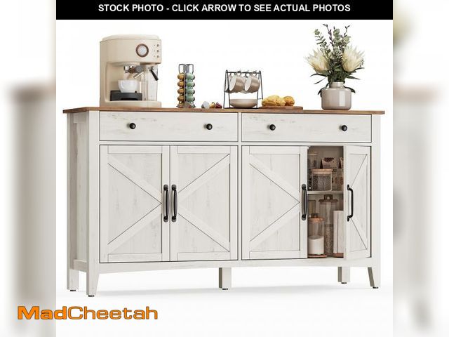 Lot 74-12414939 - VASAGLE LIRY Collection - Buffet Cabinet, Coffee Bar Cabinet with 2 Drawers, Adjustable Shelves, Sid...