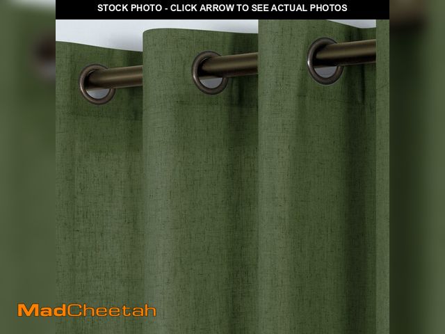 Lot 74-14258679 - KOUFALL Dark Olive Green Curtains for Living Room 84 Inches Long,Sheer Grommet Linen Vintage Boho Cu...