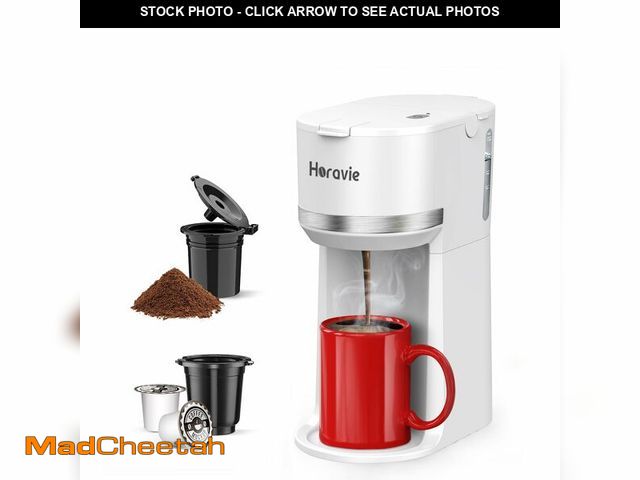 Lot 74-12712958 - Horavie Mini Single Serve Coffee Maker for K Cup and Ground Coffee, Fast Brew One Cup Coffee Machine...