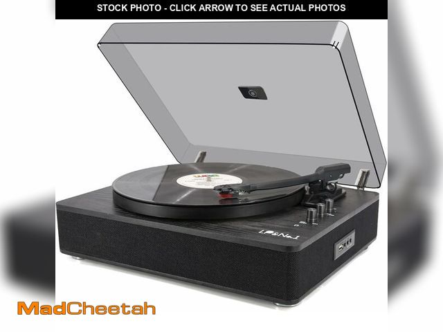 Lot 74-13710392 - (CRACKED) Record Player Vinyl Turntables with Built-in Speakers and USB Play&amp;Recording Belt-Driv...