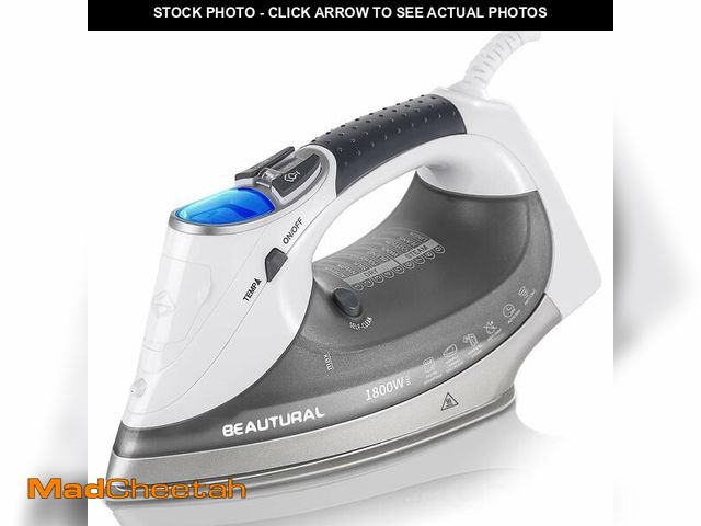 Lot 74-13947800 - BEAUTURAL 1800-Watt Steam Iron with Digital LCD Screen, Double-Layer and Ceramic Coated Soleplate, 3...