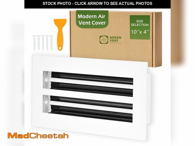 Lot 74-12701260 - GREEN VENT Modern Air Vent Cover 10x4 (Duct Opening) - Decorative White Aluminum Linear Slot Diffuse...