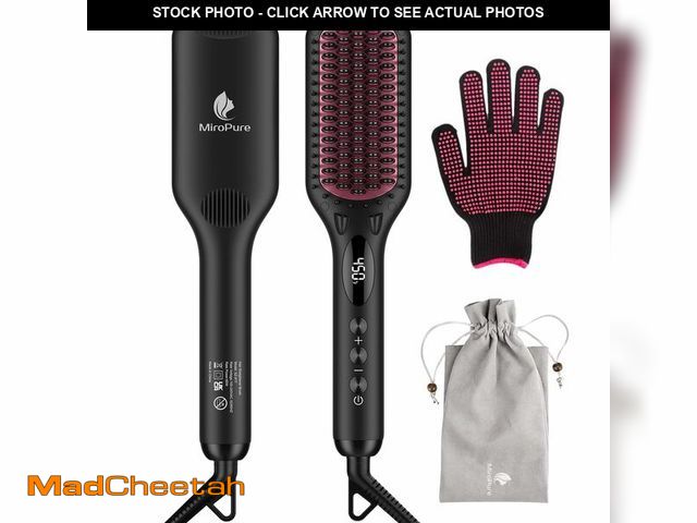 Lot 74-14296643 - Enhanced Ceramic Hair Straightener Brush by MiroPure, 2-in-1 Ionic Straightening Brush with Anti-Sca...