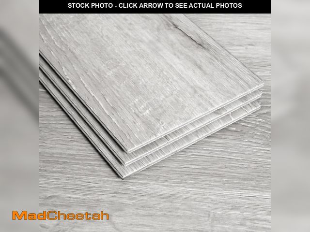 Lot 74-12516579 - Interlocking Vinyl Flooring Planks 36" X 6", 14 Planks Covers 21 Sq.Ft Per Box, Grey, 5mm Thick DIY ...