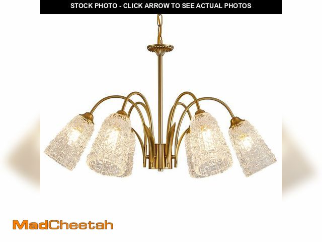 Lot 74-12863983 - BEIOPBRN Gold Crystal Chandelier Modern 6 Light Pendant Light for Dinner Room Lights Fixture 47" Max...