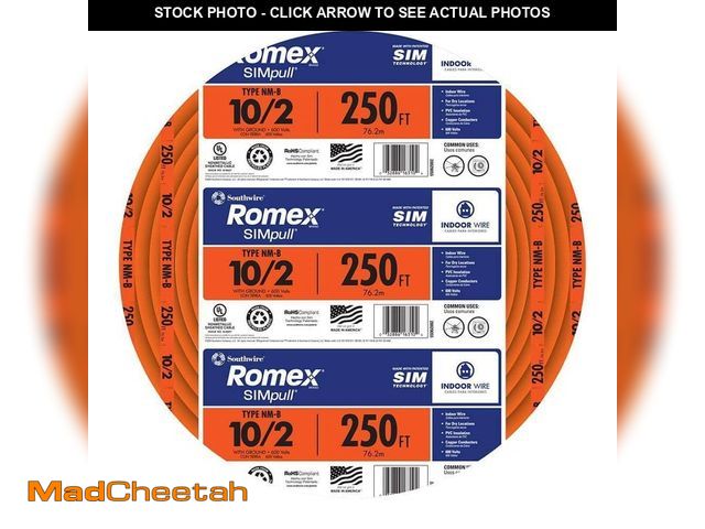 Lot 74-14276593 - Southwire 250 ft. 10/2 Solid Romex SIMpull CU NM-B W/G Wire - UNUSED