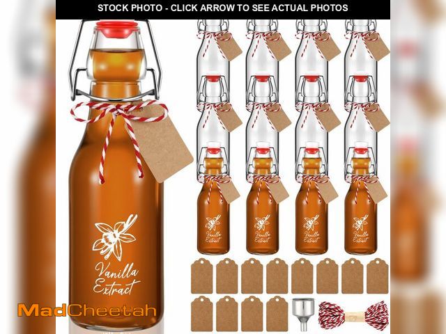 Lot 74-13629369 - Reallnaive 12 Pack 8oz Vanilla Extract Bottles Swing Top Glass Bottles for Vanilla Extract Homemade ...