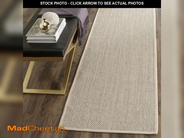 Lot 74-10499794 - SAFAVIEH Natural Fiber Collection Runner Rug - 2'6" x 8', Marble &amp; Beige, Border Sisal Design, E...