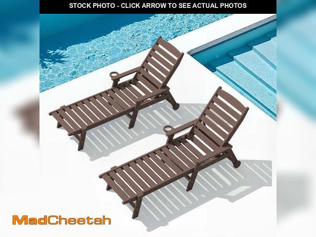 Lot 74-13803772 - SERWALL Patio Chaise Lounge Chair Set of 2, 78'' Long 5-Positions Adjustable HDPE Outdoor Lounge Cha...