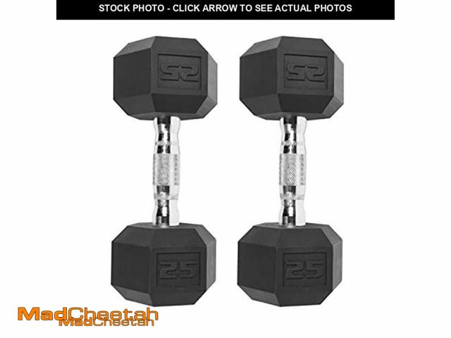Lot 74-12082611 - CAP 50lb Coated Hex Dumbbells, 25x2, Part of 150lb Set - UNUSED