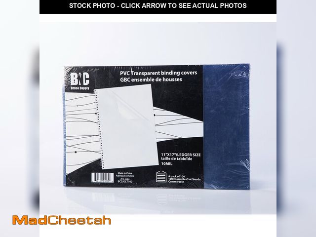 Lot 74-12970122 - BNC 10 Mil 11 Inches by 17 Inches, Ledger Size PVC Binding Covers - Pack of 100, Clear - USED