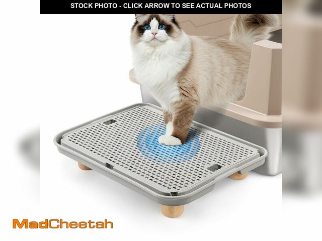 Lot 74-14057070 - Bartuke Litter Box Step, Cat Ramp/Step/Catcher with Wooden Base, Filter Function, Easy to Clean, Fil...
