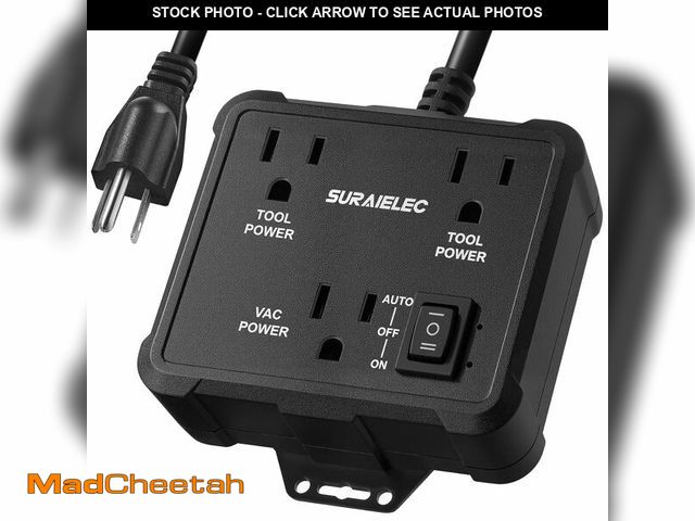 Lot 74-14153412 - SURAIELEC Automatic Vacuum Switch for 2 Power Tools, Auto/On/Off Mode, Delay Shut Off Shop Vac, 125V...