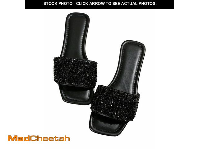 Lot 74-13569661 - GORGLITTER Women's Sparkly Jeweled Flat Sandals Dressy Open Toe Glitter Shiny Slippers Slip-on Shoes...