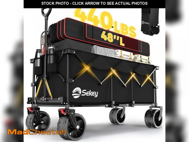 Lot 74-12160644 - Sekey 48''L Collapsible Foldable Extended Wagon with 440lbs Weight Capacity, Heavy Duty 300L Folding...