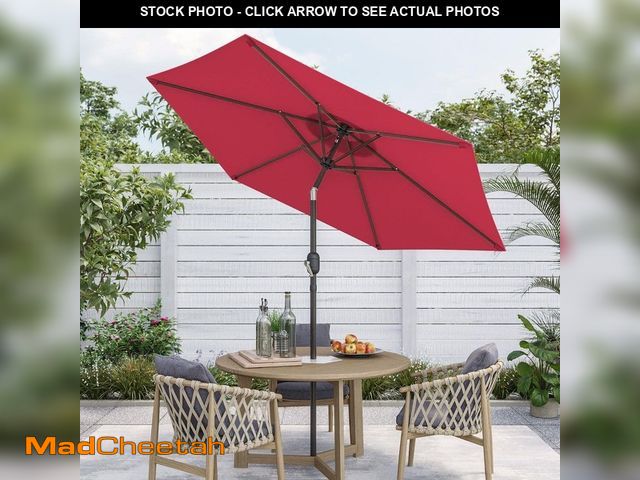 Lot 74-14280428 - Sonkuki 7.5 ft. Patio Market Crank and Tilt Umbrellas, Table Umbrellas,UV-Resistant Canopy in Red - ...