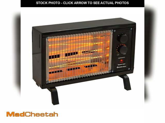 Lot 74-13563820 - Comfort Zone Portable Indoor Radiant Space Heater, 1500 watts, Adjustable Thermostat, All Metal Body...