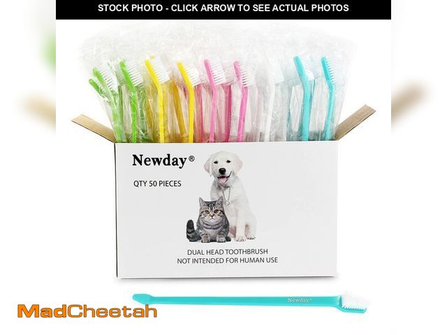 Lot 74-12432069 - 50 Pack Dual Ended Long Dog &amp; Cat Toothbrush, Pet Safe Super Soft Bristles for Pet Dog Puppy Kit...