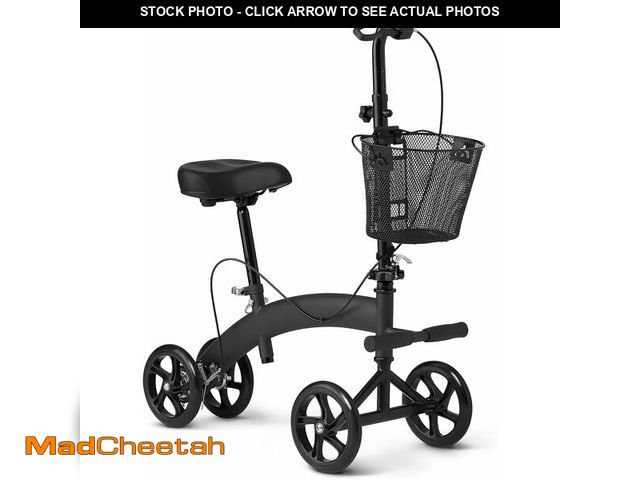 Lot 74-13582504 - Medline Manual Seated Mobility Scooter Knee Walker, 8" Wheels, 300 lbs. Capacity, Black- for Leg &am...