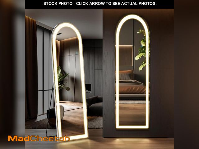Lot 74-12396976 - Sweetcrispy Full Length Mirror with LED Lights, 60"x16" Lighted Floor Mirror with Dimming &amp; 3 Co...