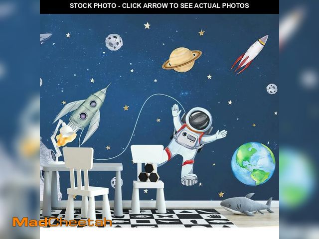 Lot 74-13772384 - PYFFYP- Space Wallpaper Cartoon Planet Wallpaper murals for Nursery Kids Bedroom(Not Peel and Stick)...