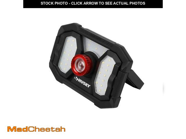 Lot 74-12663476 - (MISSING CHARGING CORD) Husky 2000 Lumens LED Dual Panel Focusing Rechargeable Utility Light - UNUSE...