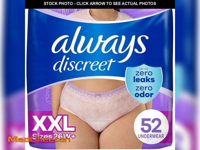 Lot 74-13835476 - Always Discreet Adult Diapers for Women, Incontinence Underwear, Postpartum Essentials, Disposable B...