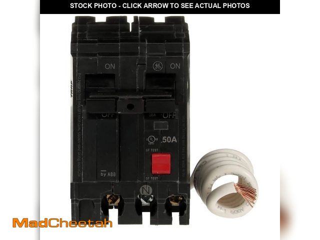 Lot 74-12692282 - GE 50 Amp 240-Volts Double Pole Ground Fault Breaker with Self-Test - UNUSED