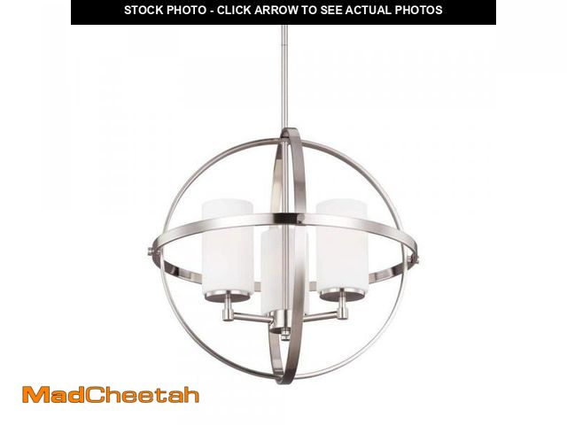 Lot 74-12255215 - Generation Lighting Alturas 3-Light Brushed Nickel Modern Dining Room Hanging Globe Chandelier with ...
