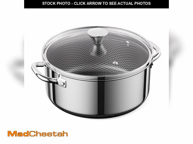 Lot 74-14387362 - ZEROPAN Hybrid Nonstick 2-Quart Stockpot,8 Inch Stainless Steel Stockpot with Glass Lid,PFAS PFOA PT...