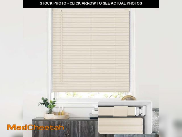 Lot 74-12678664 - (MISSING HARDWARE) LazBlinds No Tools No Drill Cordless 1" Vinyl Mini Blinds, 100% Privacy S-Curve B...