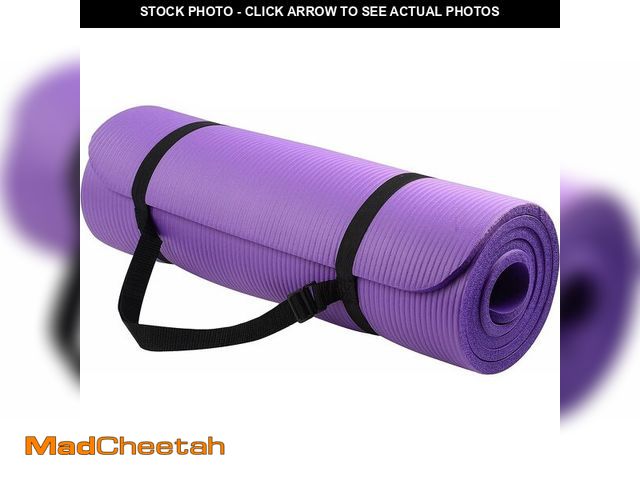 Lot 74-12695571 - Fitvids 1/2-Inch Extra Thick High Density Anti-Tear Exercise Yoga Mat with Carrying Strap, Purple - ...