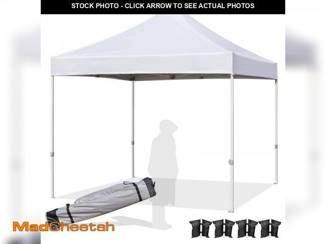 Lot 74-12540223 - (MISSING STAKES) Easy 10x10 Pop Up Canopy Tent with Peak Tensioner, Heavy Duty for Commercial Use, I...