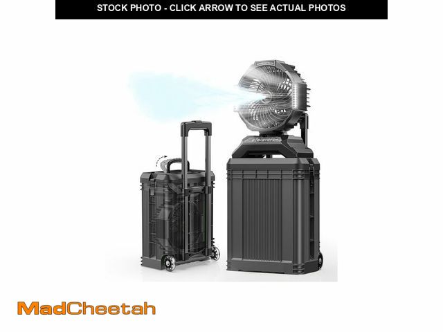 Lot 74-13946809 - 4 Gal Large Misting Bucket Fan Portable, 40000mAh Rechargeable Mister Fan with Retractable Handle &a...