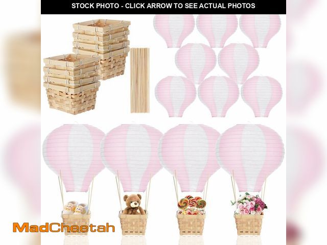 Lot 74-14211248 - Meooeck 8 Sets Pink Hot Air Balloons Decorations Baby Shower Table Centerpieces 11.8'' Paper Lantern...