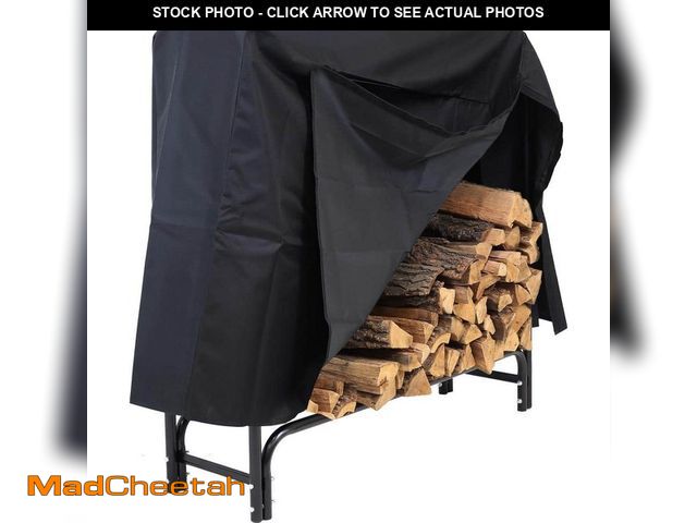 Lot 74-14593471 - Sunnydaze 4 ft. Black Steel Firewood Log Rack with Cover QX-4LR-4LRC - UNUSED